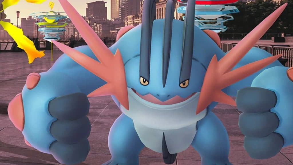 imagen promocional de mega swampert del contador goudon primario de pokemon go