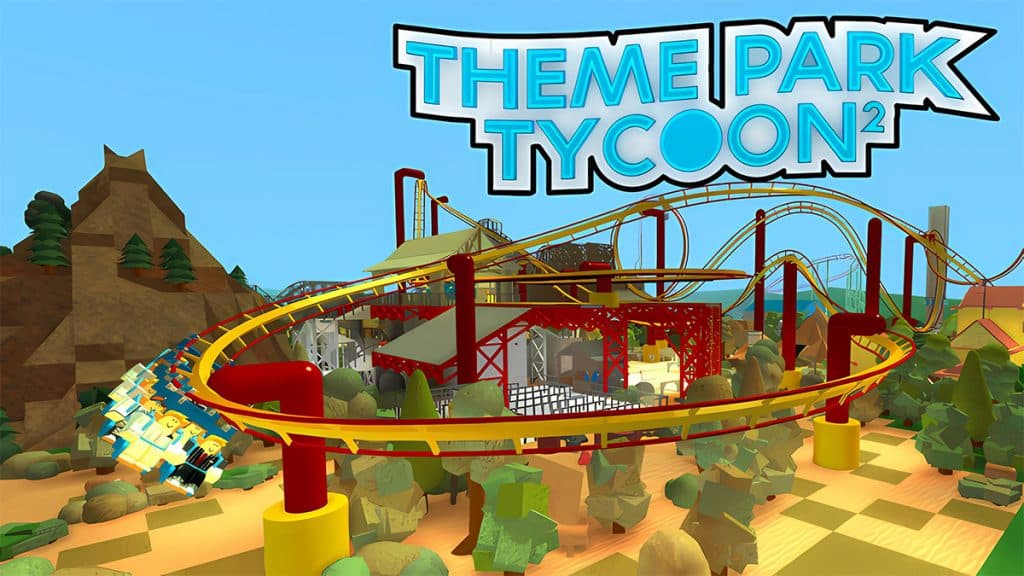 Una montaña rusa en Roblox Theme Park Tycoon 2.