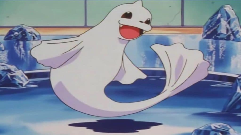 pokemon dewgong va a un campo de batalla congelado