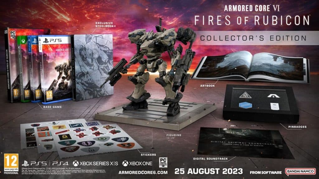 Gráfico que muestra todo lo que obtienes con Armored Core 6 Collectors Edition.