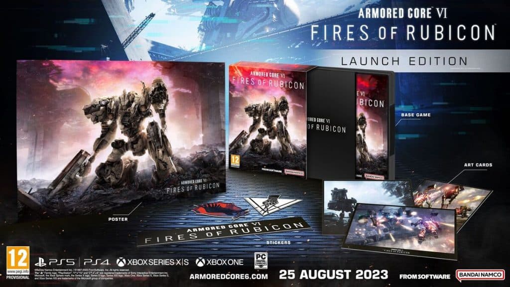 Gráfico que muestra todo lo que obtienes con la edición de lanzamiento de Armored Core 6.