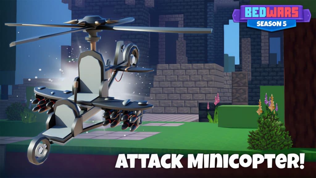 Minicóptero de ataque en Roblox Bedwars.