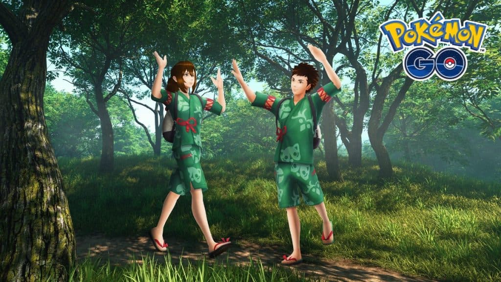 elementos de avatar de pokemon go del contenido descargable máscara verde azulado para un evento de aventuras paldeano