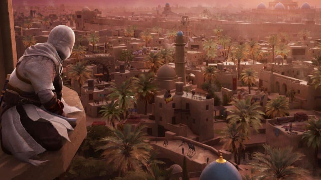 Basim con vistas a Bagdad en Assassin's Creed Mirage