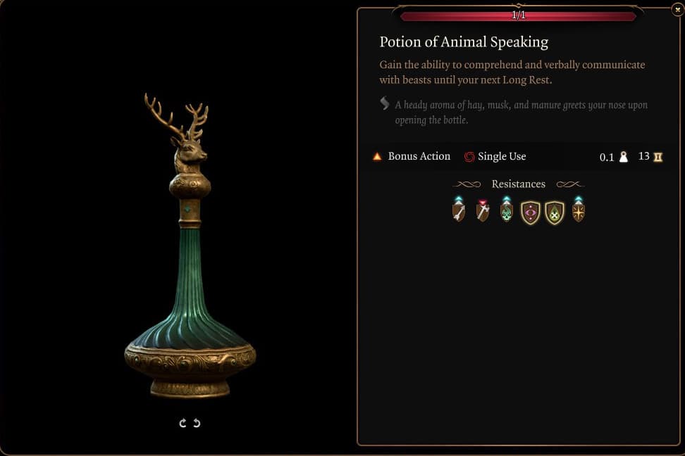Poción de animal que habla Baldur's Gate 3