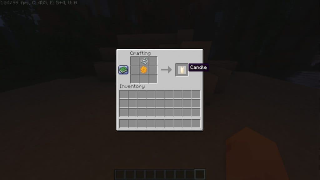 Receta para una vela en Minecraft.