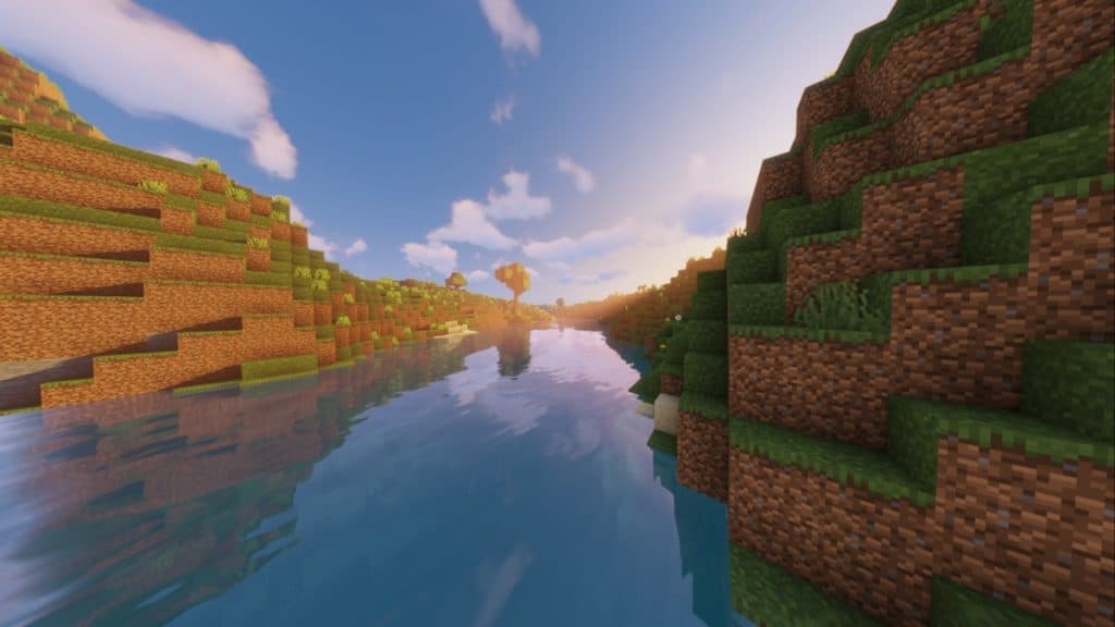 Río en el valle de Minecraft.