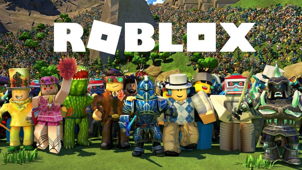 Varios personajes de Roblox de pie.