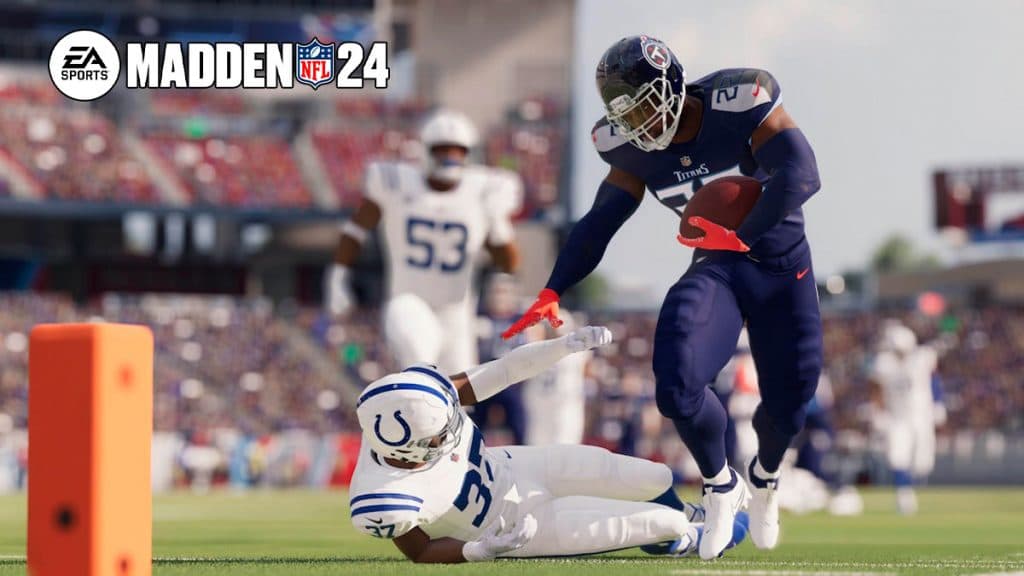 Tenneesse Titans haciendo un touchdown contra Dallas Cowboys en Madden 24