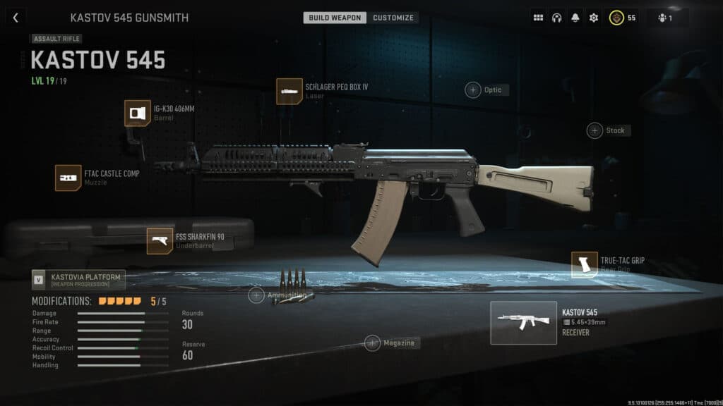 Accesorios de carga Kastov 545 en Modern Warfare 2