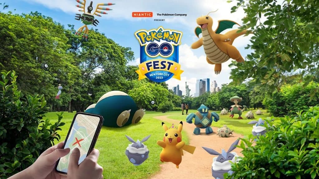 Imagen promocional de Pokemon Go Fest 2023 en la ciudad de Nueva York