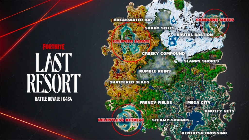 Fortnite Last Resort Capítulo 4 Temporada 4 nuevo mapa de puntos de interés