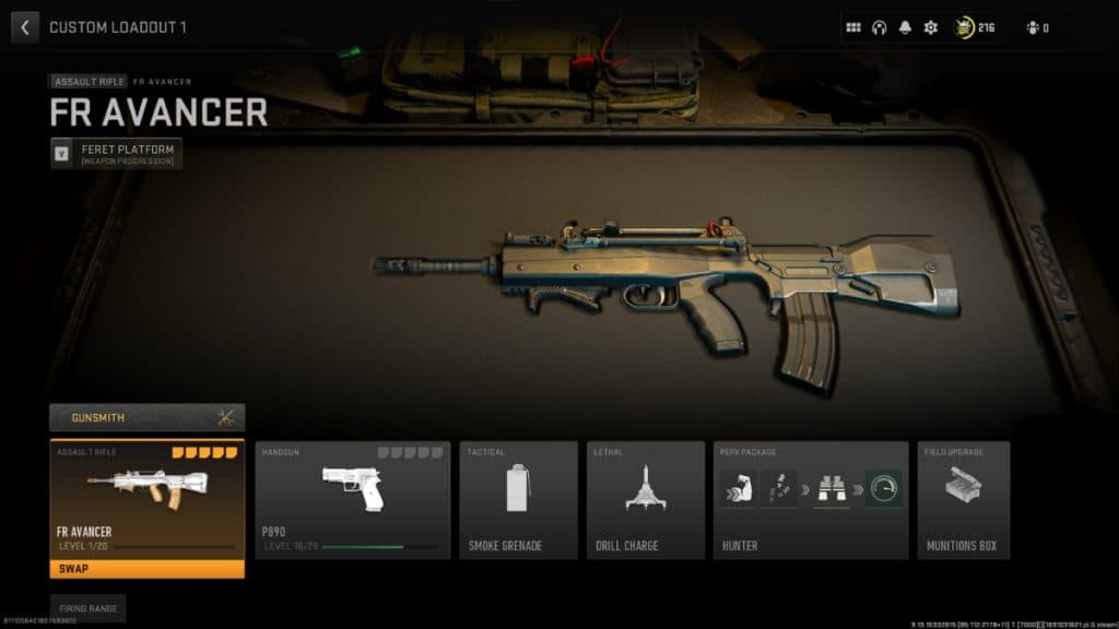 El nuevo FR Avancer en Modern Warfare 2.