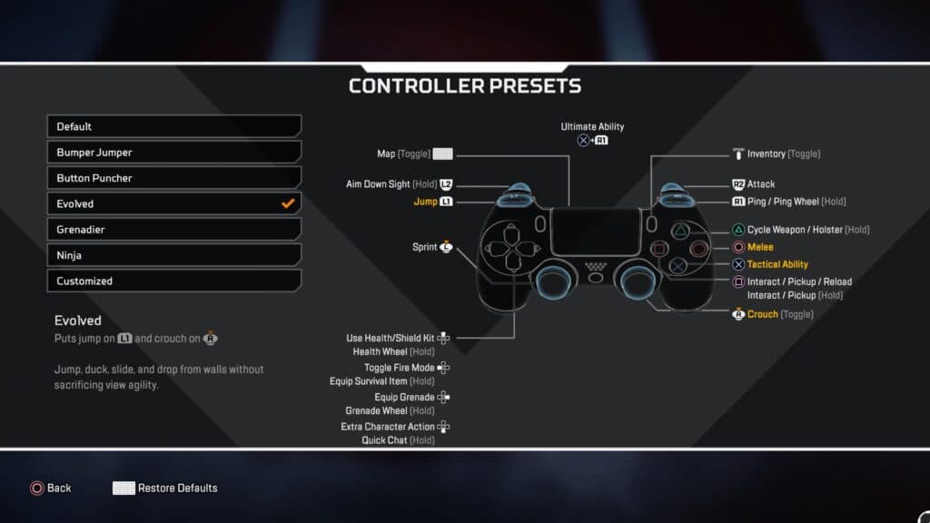 Configuración del controlador de Apex Legends