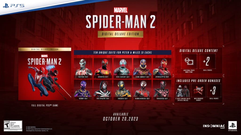 Contenidos de la Edición Digital Deluxe de Marvel's Spider-Man 2