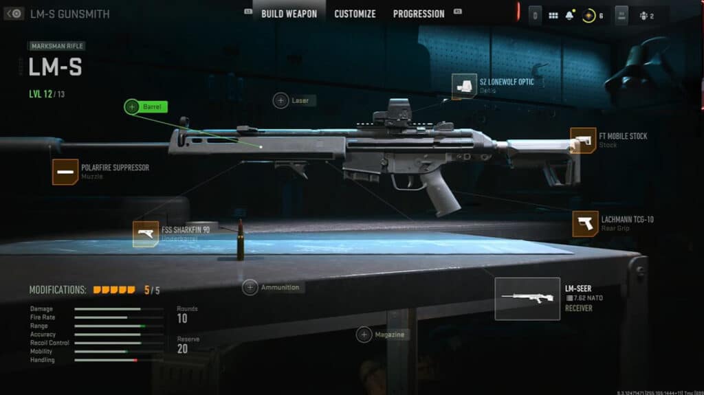 El rifle de tirador LM-S en Call of Duty Modern Warfare 2.