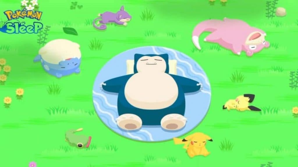 pokemon duerme snorlax con diferentes pokemon durmiendo a su alrededor