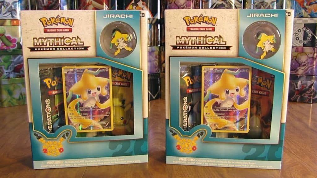 imagen promocional de la colección mítica de jirachi de tcg de pokemon