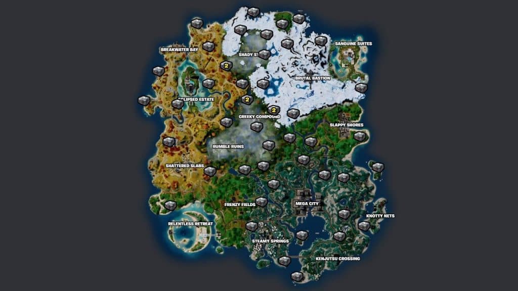 Ubicaciones de Holo-Chest en el mapa de Fortnite