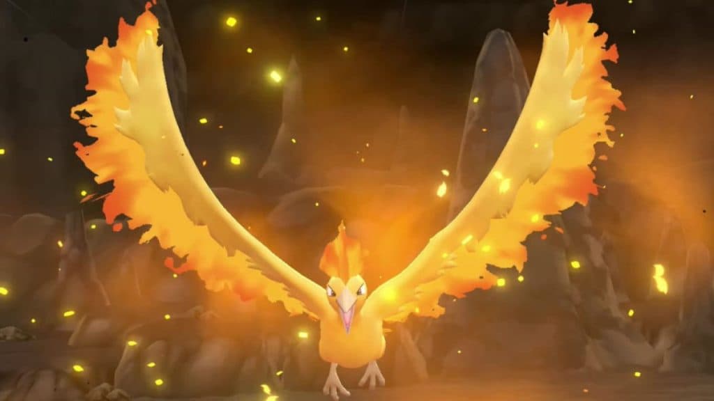 pokemon go moltres rodeado de bengalas