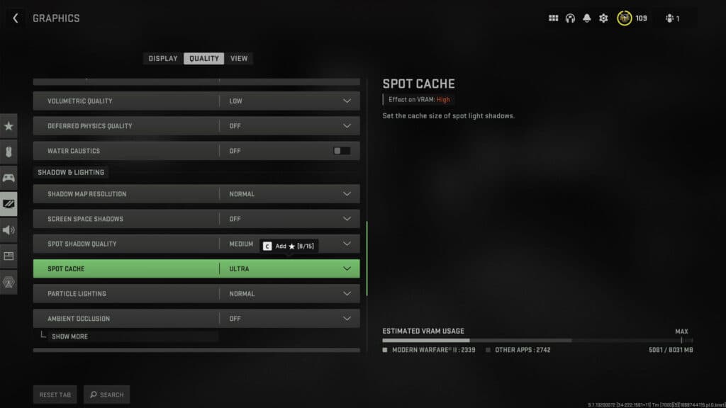 configuración de caché puntual en warzone 2