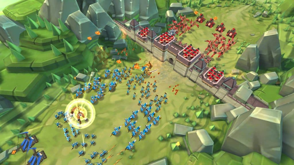 Captura de pantalla de una batalla en Lords Mobile.