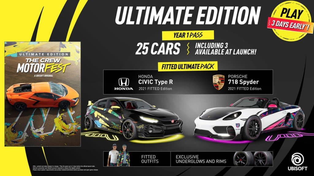 gráfico que muestra todo lo que obtienes en The Crew Motorfest Ultimate Edition