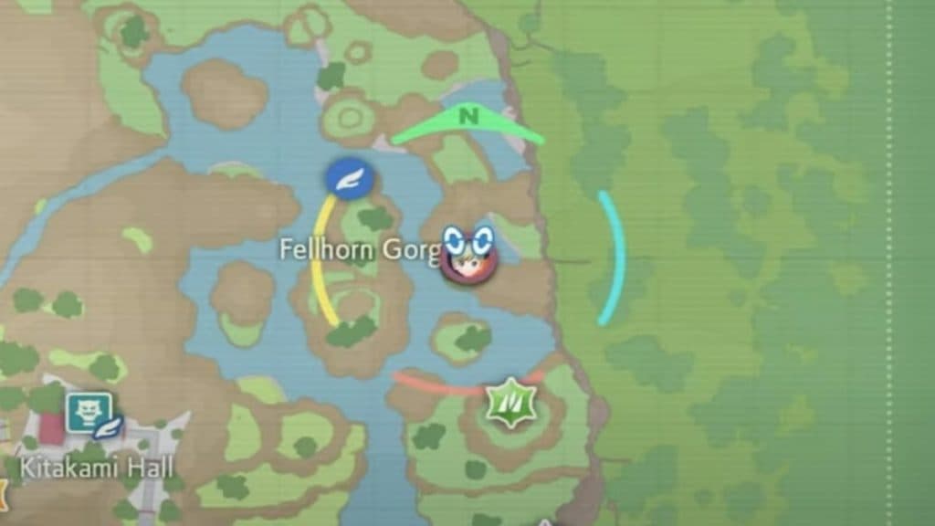 Pokémon Escarlata y Violeta Verde Azulado Máscara DLC Ubicación a escala de prisma en el mapa de la isla Kitakami