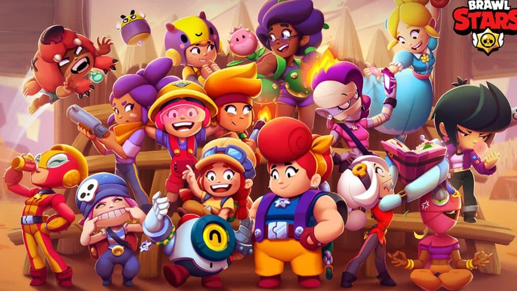 Arte promocional de Brawl Stars con personajes del juego.