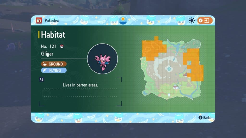 Hábitat de Gligar Pokémon Escarlata