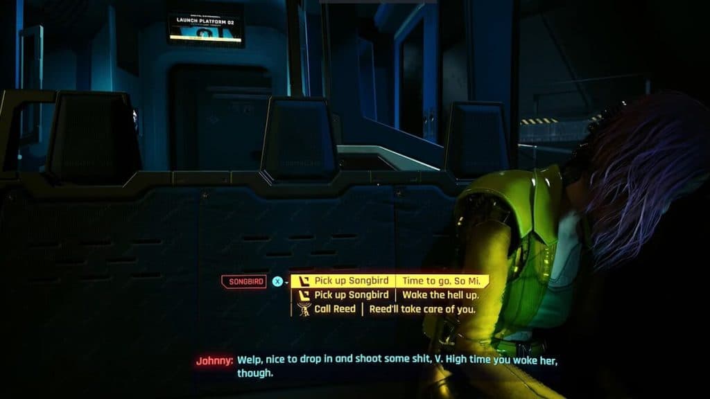 Songbird inconsciente en la misión Phantom Liberty de Cyberpunk 2077