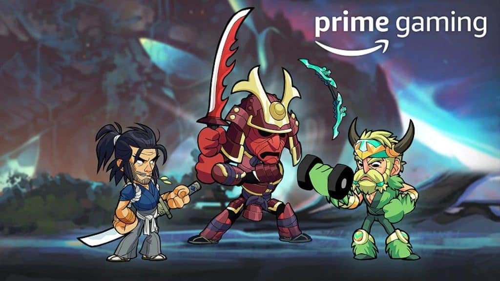 Personajes de Brawlhalla y logotipo de Prime Gaming