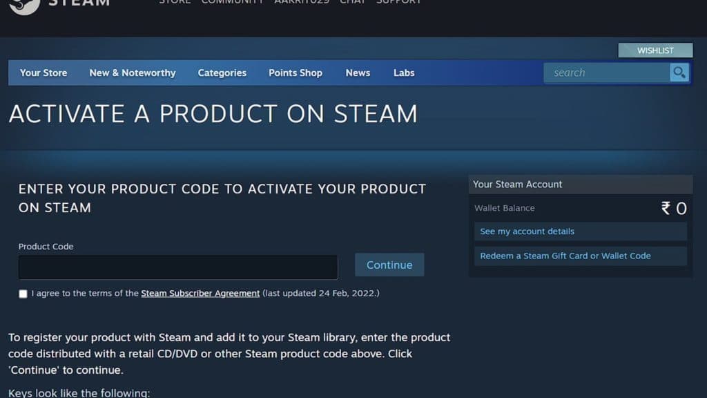Sitio web oficial de Steam para canje de claves