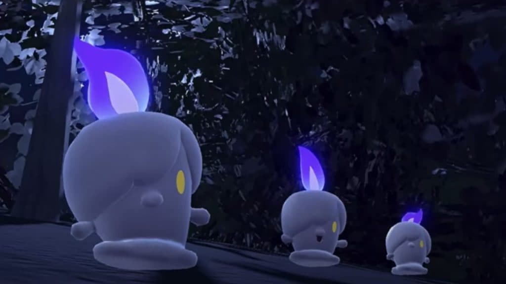 Pokémon Escarlata y Violeta Máscara Verde Azulado DLC Imagen promocional de Litwick