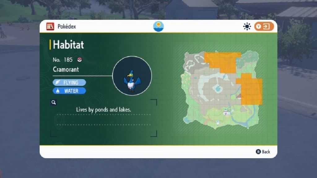 Ubicación de Cramorant en Pokémon Escarlata y Violeta