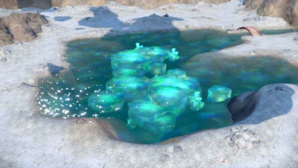 Pokémon Escarlata y Violeta Máscara Verde Azulado DLC Imagen de Crystal Pool del juego