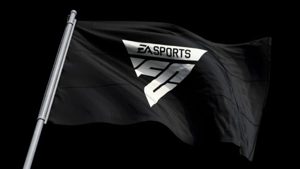Logotipo de EA Sports FC en bandera negra