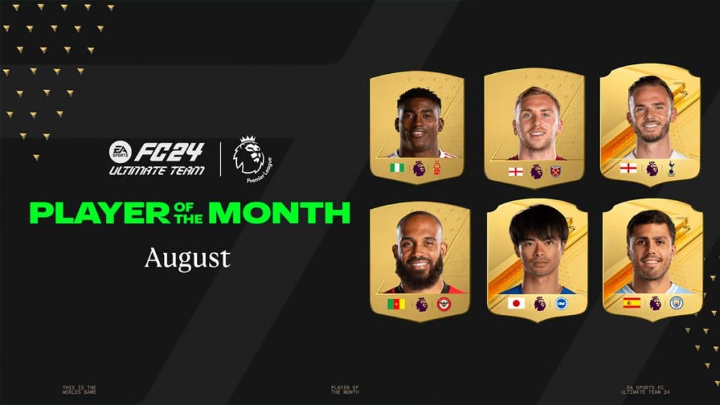 Agosto de 2023 Nominados al POTM de EA FC 24 Premiere League