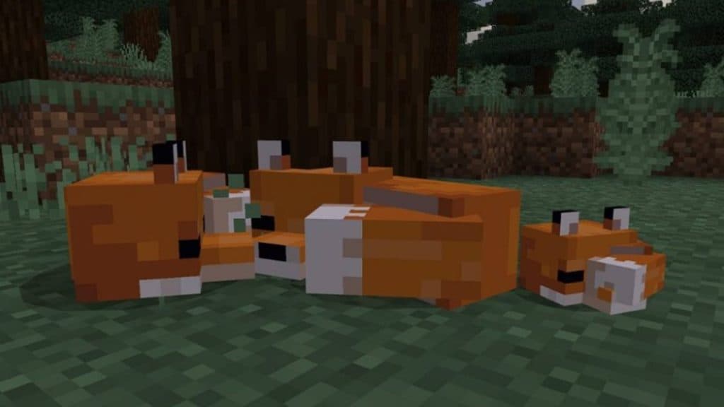 Una familia de zorros en Minecraft