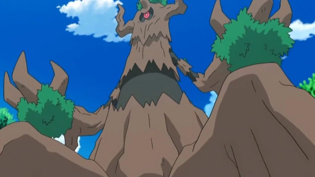 Trevenant gigante en el anime.