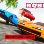 Three cars from Roblox Vehicle Legends in a race