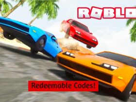 Three cars from Roblox Vehicle Legends in a race