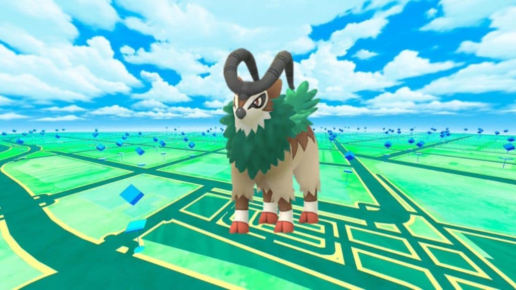 pokemon go skiddo evolución gogoat con fondo de juego