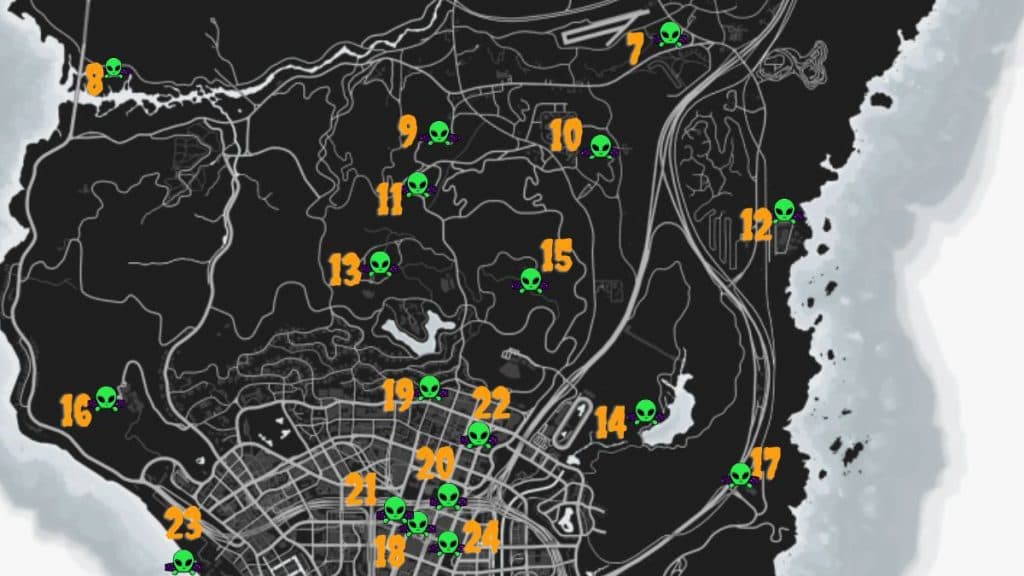 Ubicaciones de ovnis en el mapa de GTA Online