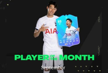 Heung-Min Son holding EA FC 24 POTM card