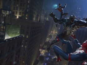 Spider-Men fighting Venom in Marvel