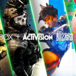 Halo, Ghost Call of Duty, Overwatch, and Candy Crush along Xbox Activision Blizzard King logos