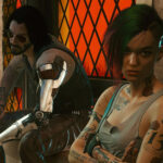 Johnny Silverhand and Judy in Cyberpunk 2077.