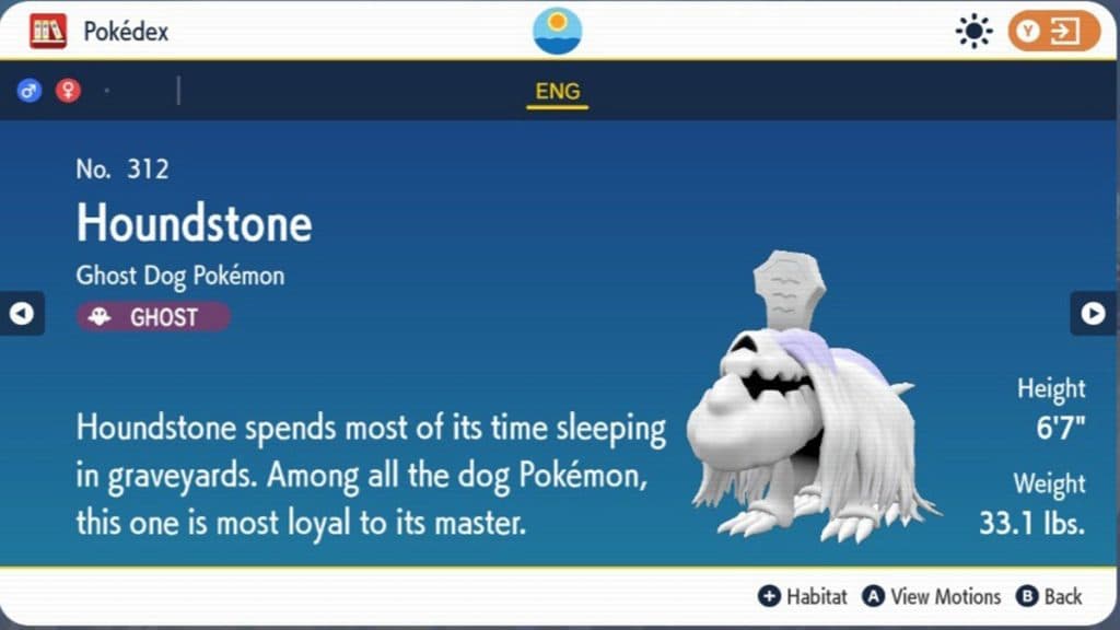 Entrada en la Pokédex de Houndstone