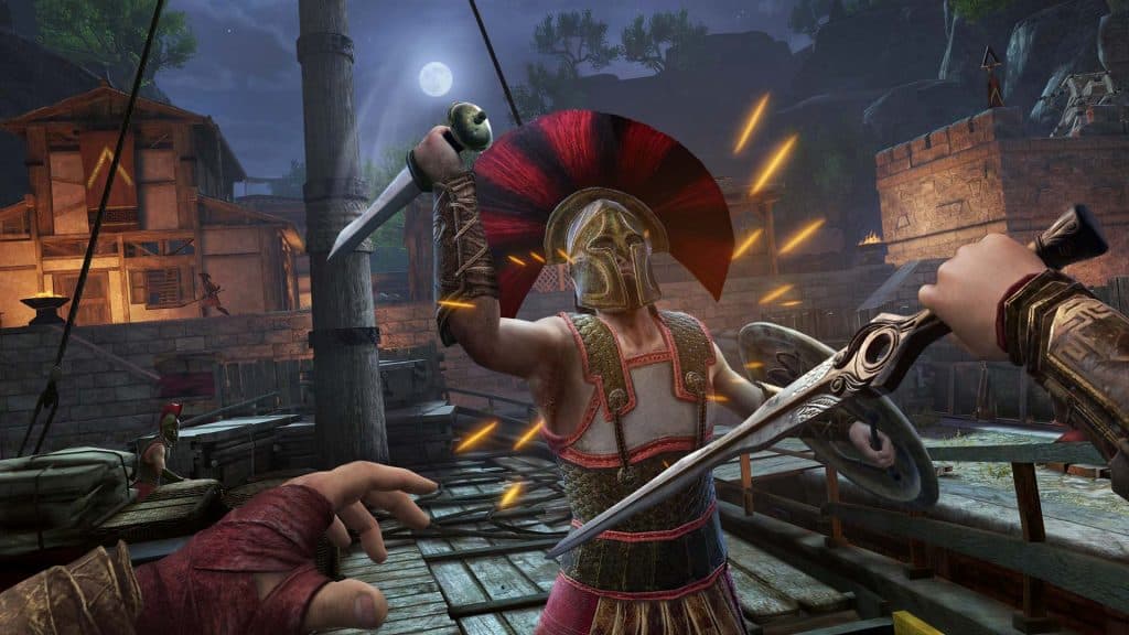 Kassandra luchando con espadas en Assassin's Creed Nexus